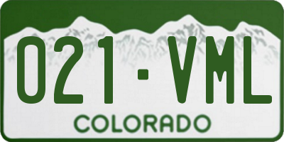 CO license plate 021VML