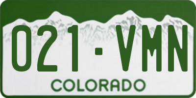 CO license plate 021VMN