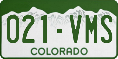 CO license plate 021VMS
