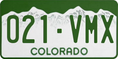 CO license plate 021VMX
