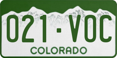 CO license plate 021VOC