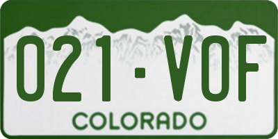 CO license plate 021VOF