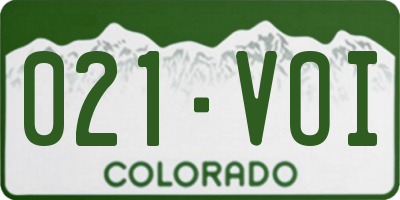 CO license plate 021VOI