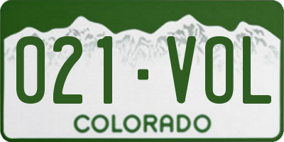 CO license plate 021VOL