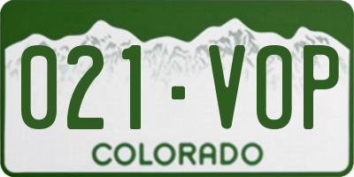 CO license plate 021VOP