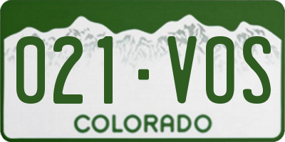 CO license plate 021VOS