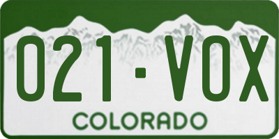 CO license plate 021VOX