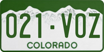 CO license plate 021VOZ