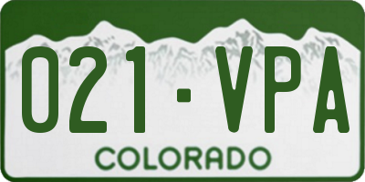 CO license plate 021VPA