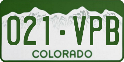 CO license plate 021VPB