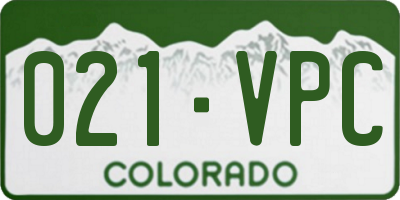 CO license plate 021VPC