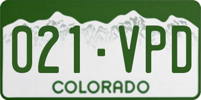 CO license plate 021VPD