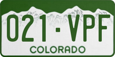CO license plate 021VPF