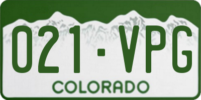 CO license plate 021VPG