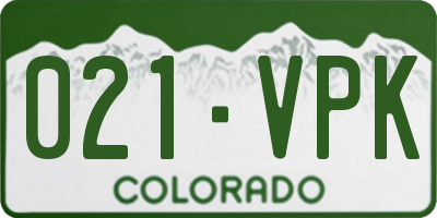 CO license plate 021VPK