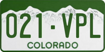 CO license plate 021VPL