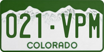 CO license plate 021VPM