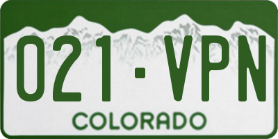 CO license plate 021VPN