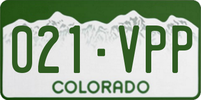 CO license plate 021VPP