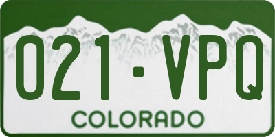 CO license plate 021VPQ
