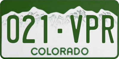 CO license plate 021VPR