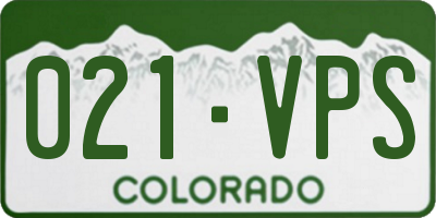 CO license plate 021VPS
