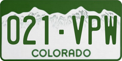 CO license plate 021VPW