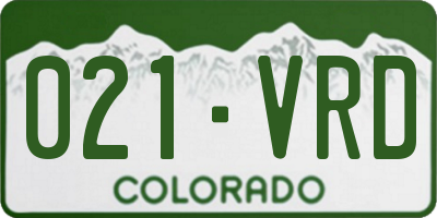 CO license plate 021VRD