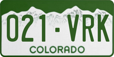 CO license plate 021VRK