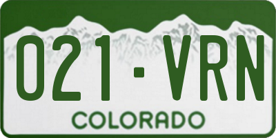 CO license plate 021VRN