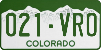 CO license plate 021VRO