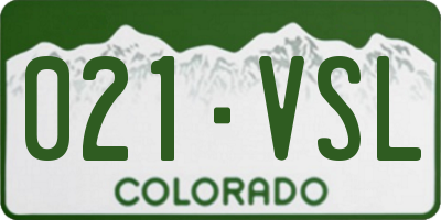 CO license plate 021VSL