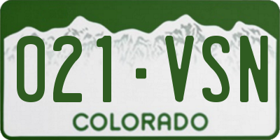 CO license plate 021VSN