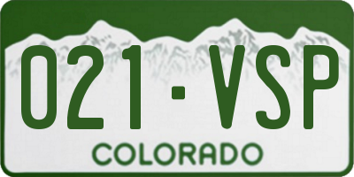 CO license plate 021VSP