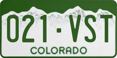 CO license plate 021VST