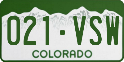 CO license plate 021VSW