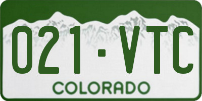 CO license plate 021VTC