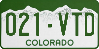 CO license plate 021VTD
