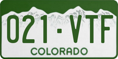 CO license plate 021VTF