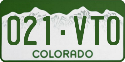 CO license plate 021VTO