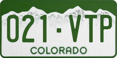 CO license plate 021VTP
