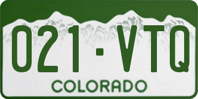 CO license plate 021VTQ