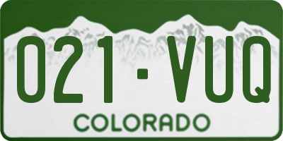 CO license plate 021VUQ