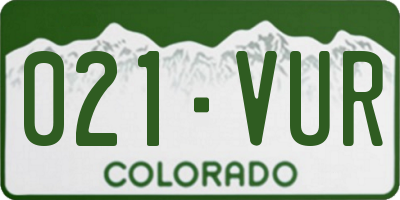 CO license plate 021VUR