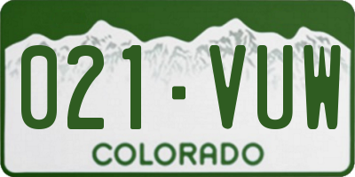 CO license plate 021VUW