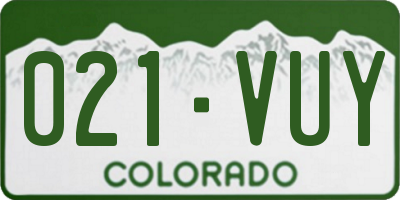 CO license plate 021VUY