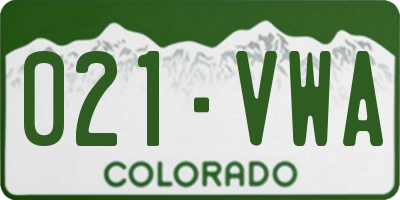 CO license plate 021VWA