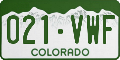 CO license plate 021VWF