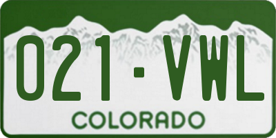CO license plate 021VWL