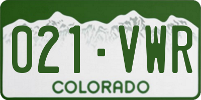 CO license plate 021VWR